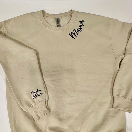 Mama Sweatshirt - Custom Children's Name on Right Sleeve